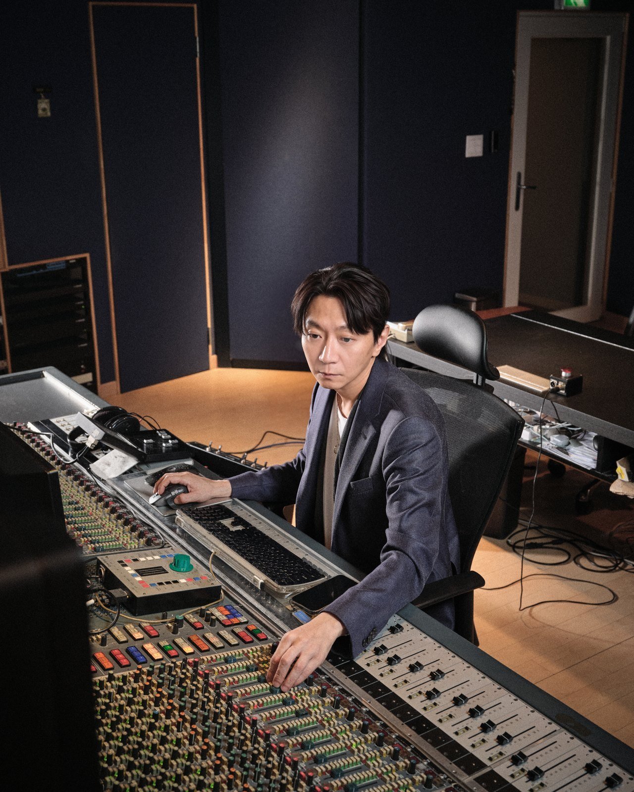 Sichul Kim working at the NEVE console in the Trinity Sound control room